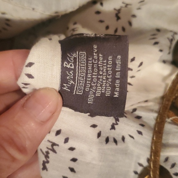 Myra Bag Southwest Leather CottonCarve Bucket Pockets Shoulder Bag NWOT - Picture 8 of 13